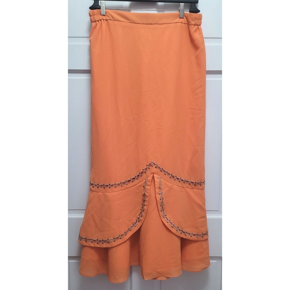 Tally Taylor Women's Trumpet Style Polyester Open Work Church Skirt Orange - 16W